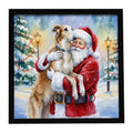 Borzoi/ with Santa Claus Framed Metal Print Bathroom, Kitchen, Office, Home Decor Wall Art Ready to Hang, Square, 8X8