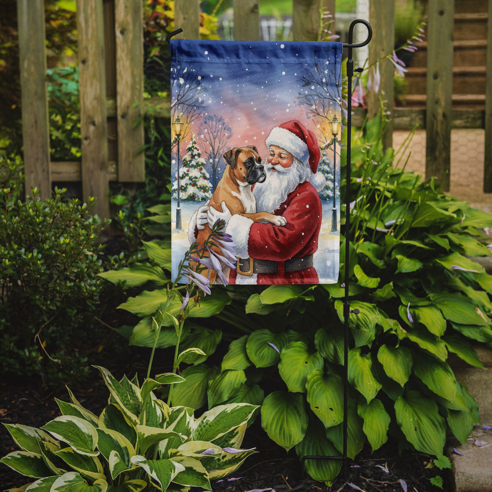 Boxer with Santa Claus Garden Flag Mailbox Decorative Yard Banner Outside Patio Artwork for Flower Beds, Garden Size, Multicolor