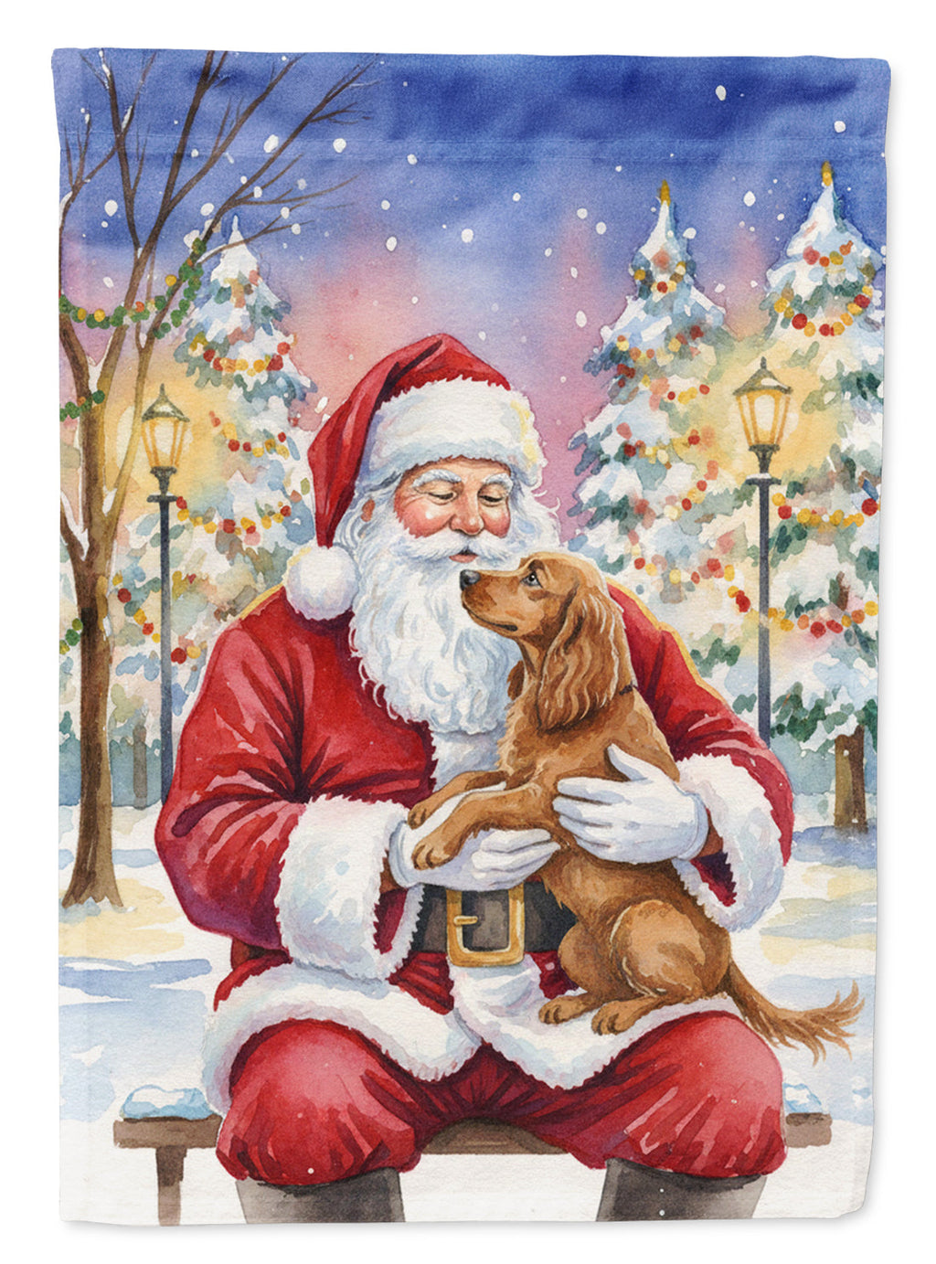 Boykin Spaniel with Santa Claus Garden Flag Mailbox Decorative Yard Banner Outside Patio Artwork for Flower Beds, Garden Size, Multicolor
