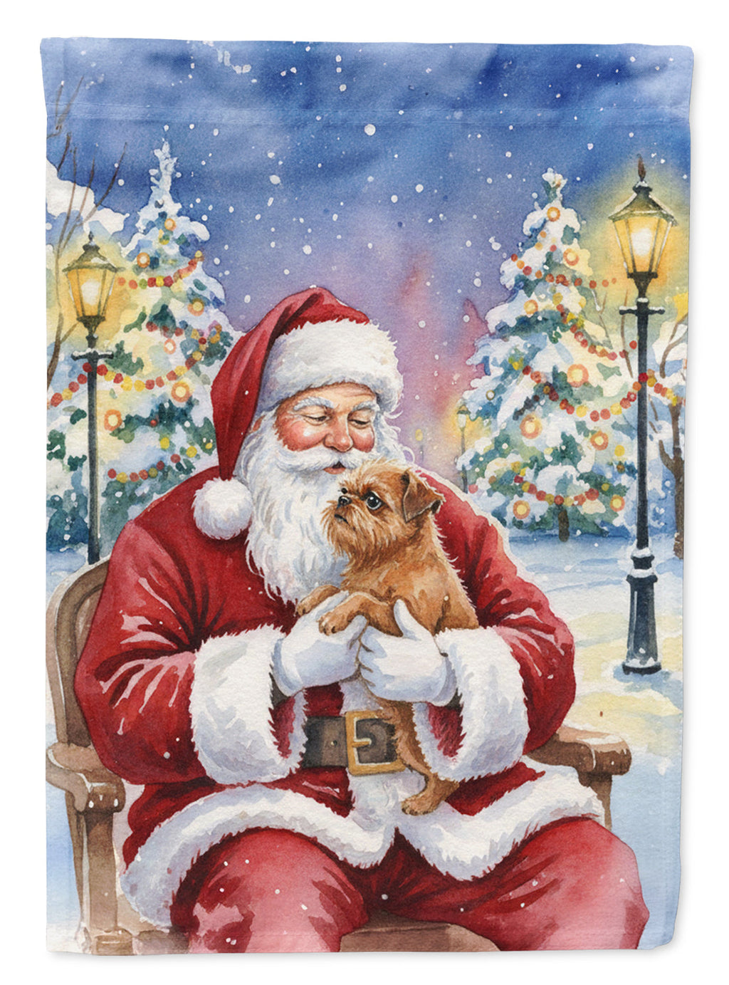 Brussels Griffon with Santa Claus Garden Flag Mailbox Decorative Yard Banner Outside Patio Artwork for Flower Beds, Garden Size, Multicolor