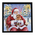 Brussels Griffon with Santa Claus Framed Metal Print Bathroom, Kitchen, Office, Home Decor Wall Art Ready to Hang, Square, 8X8
