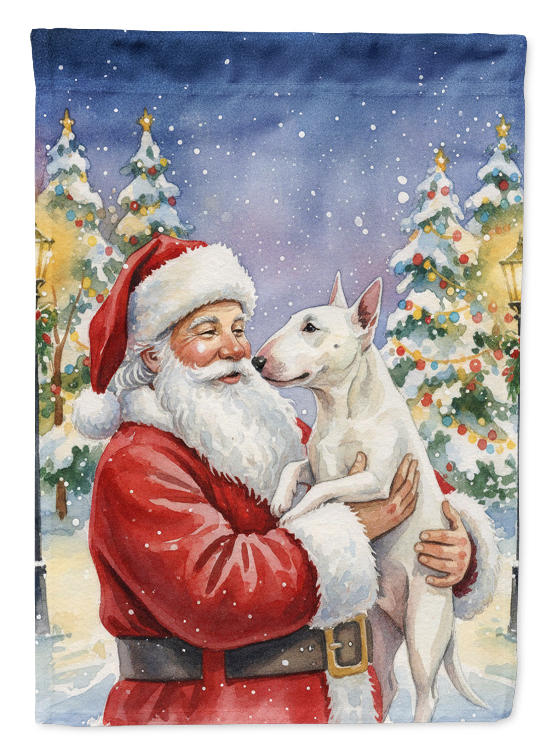 Bull Terrier with Santa Claus Garden Flag Mailbox Decorative Yard Banner Outside Patio Artwork for Flower Beds, Garden Size, Multicolor