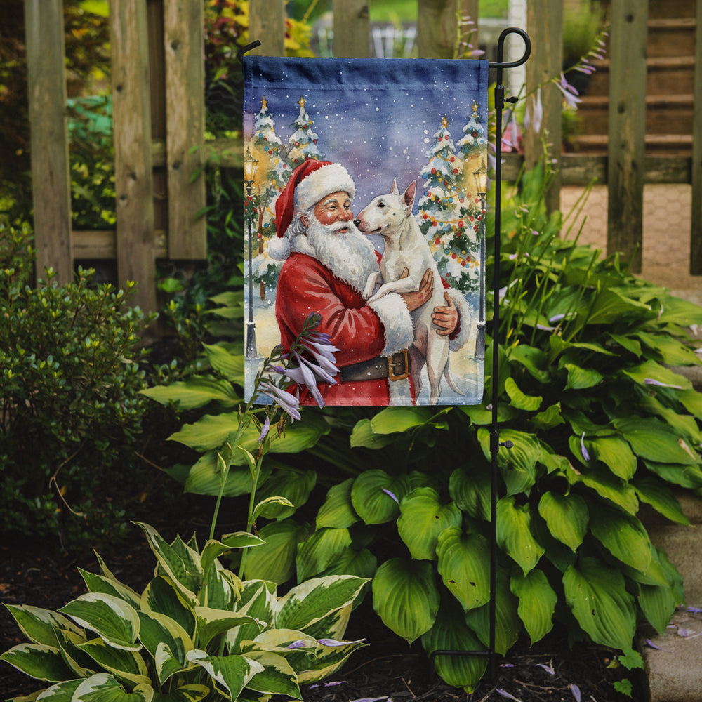 Bull Terrier with Santa Claus Garden Flag Mailbox Decorative Yard Banner Outside Patio Artwork for Flower Beds, Garden Size, Multicolor