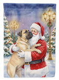 Bullmastiff with Santa Claus House Flag 28x40 Porch Sleeve Pole Decorative Outside Yard Banner Artwork Wall Hanging, Polyester