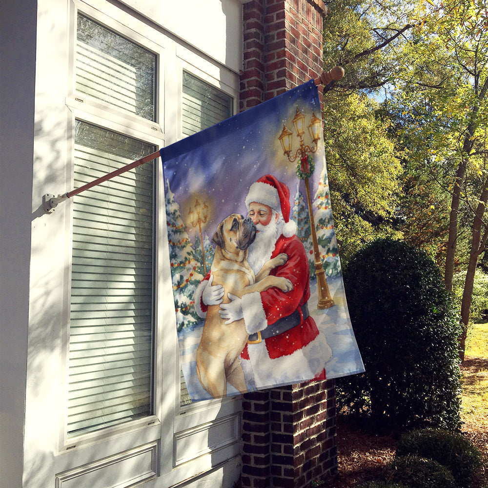 Bullmastiff with Santa Claus House Flag 28x40 Porch Sleeve Pole Decorative Outside Yard Banner Artwork Wall Hanging, Polyester