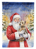 Cairn Terrier with Santa Claus House Flag 28x40 Porch Sleeve Pole Decorative Outside Yard Banner Artwork Wall Hanging, Polyester