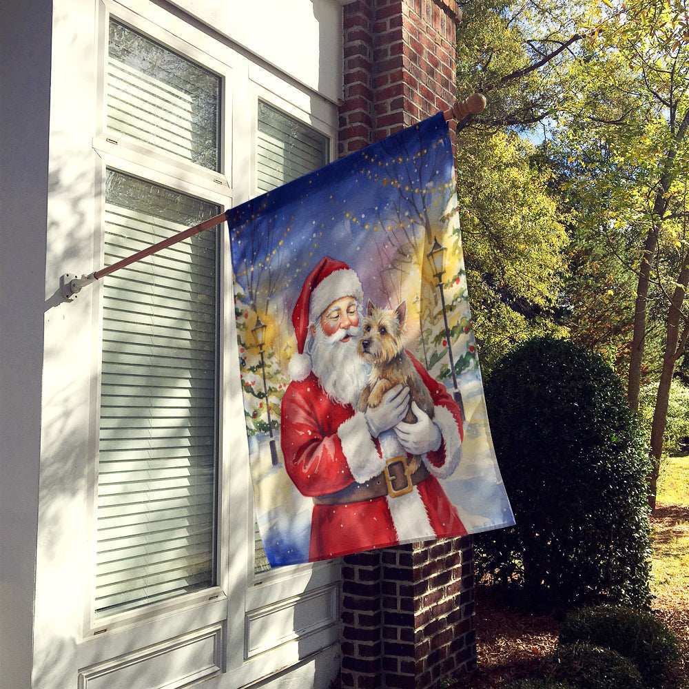 Cairn Terrier with Santa Claus House Flag 28x40 Porch Sleeve Pole Decorative Outside Yard Banner Artwork Wall Hanging, Polyester
