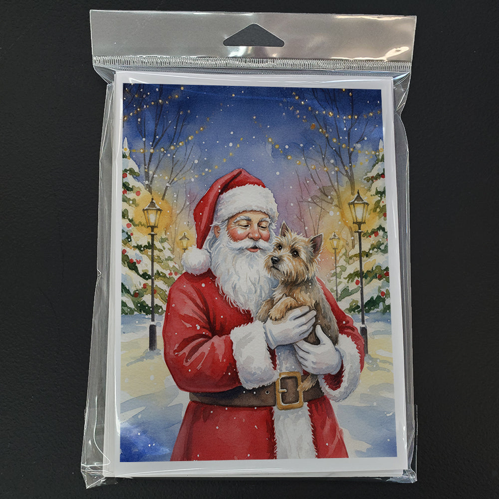 Cairn Terrier with Santa Claus Greeting Cards Pack of 8 Blank Cards with Envelopes Whimsical A7 Size 5x7
