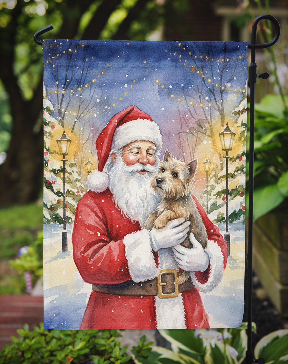 Cairn Terrier with Santa Claus Garden Flag Mailbox Decorative Yard Banner Outside Patio Artwork for Flower Beds, Garden Size, Multicolor