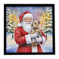Cairn Terrier with Santa Claus Framed Metal Print Bathroom, Kitchen, Office, Home Decor Wall Art Ready to Hang, Square, 8X8