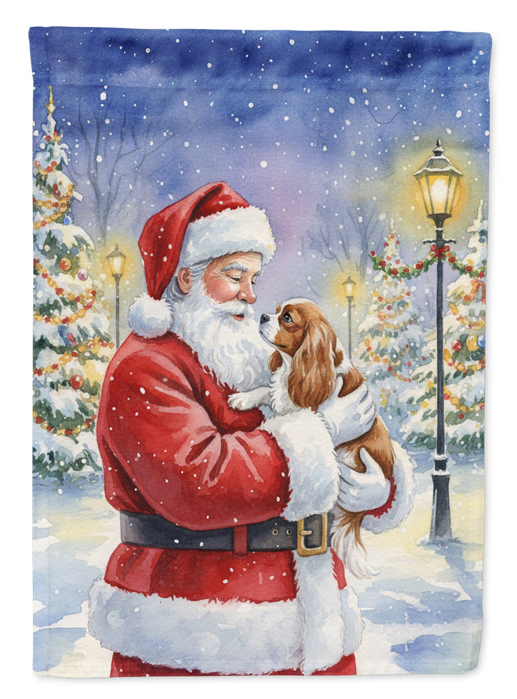 Cavalier Spaniel with Santa Claus Garden Flag Mailbox Decorative Yard Banner Outside Patio Artwork for Flower Beds, Garden Size, Multicolor