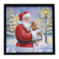 Cavalier Spaniel with Santa Claus Framed Metal Print Bathroom, Kitchen, Office, Home Decor Wall Art Ready to Hang, Square, 8X8