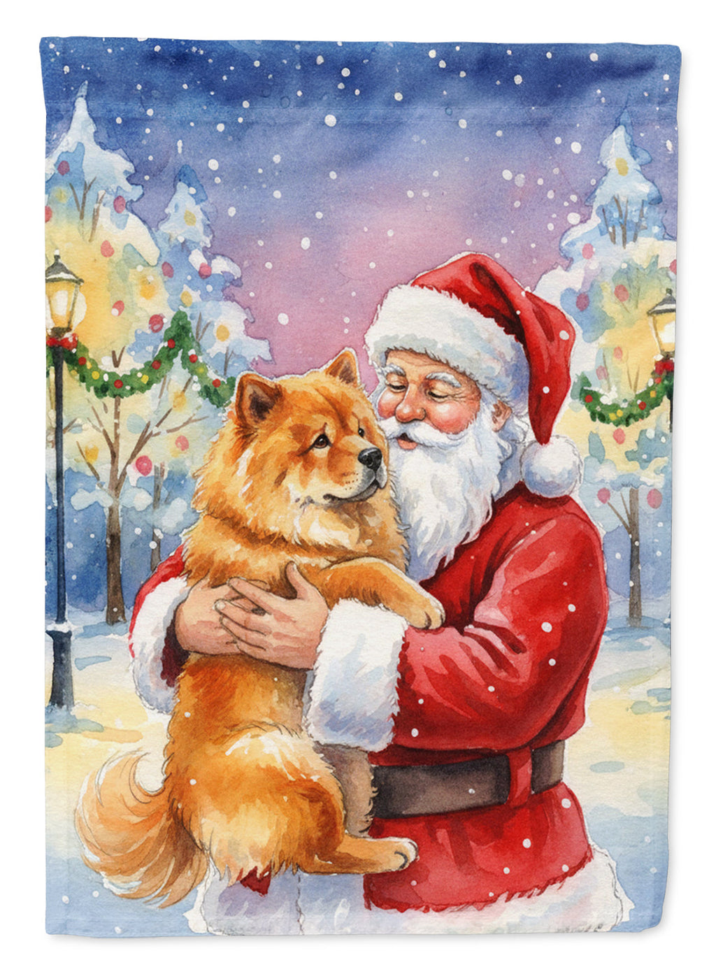 Chow Chow with Santa Claus Garden Flag Mailbox Decorative Yard Banner Outside Patio Artwork for Flower Beds, Garden Size, Multicolor