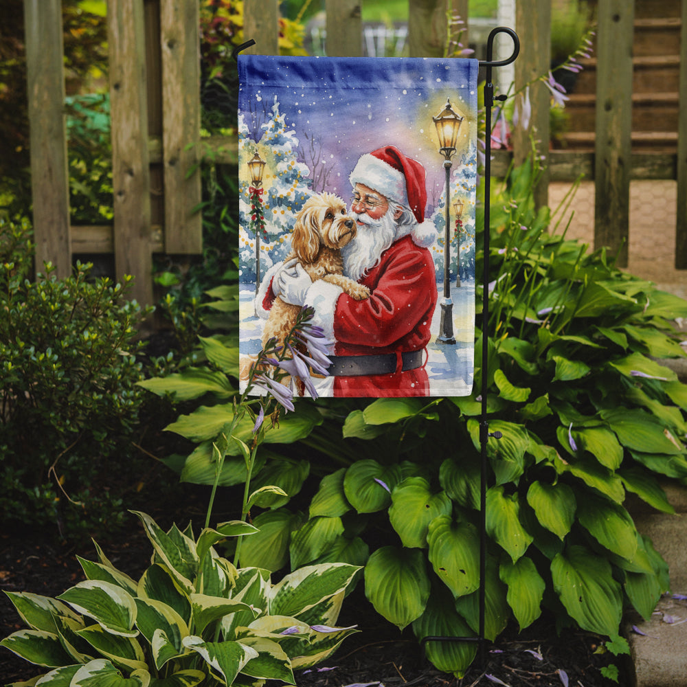 Cockapoo with Santa Claus Garden Flag Mailbox Decorative Yard Banner Outside Patio Artwork for Flower Beds, Garden Size, Multicolor