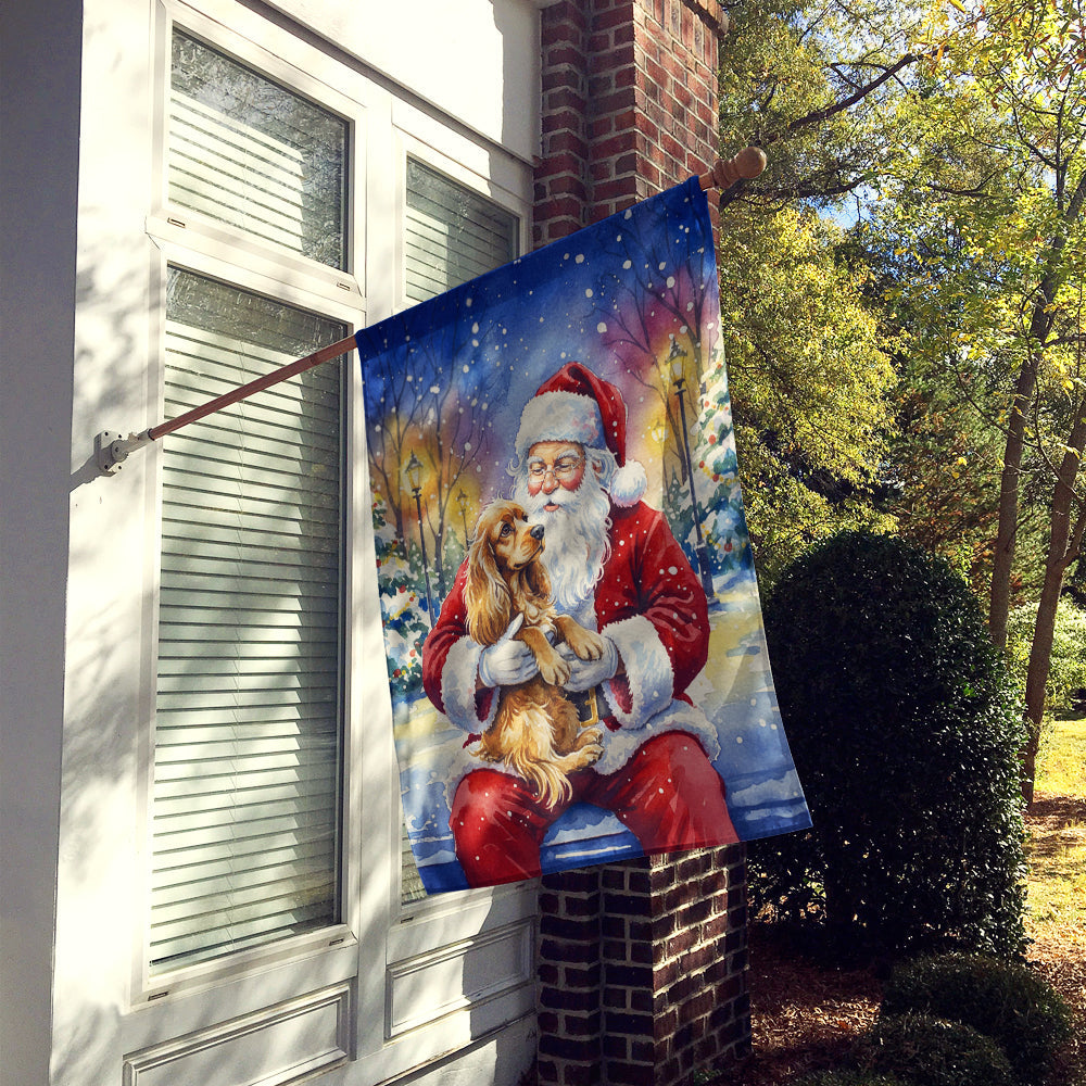 Cocker Spaniel with Santa Claus House Flag 28x40 Porch Sleeve Pole Decorative Outside Yard Banner Artwork Wall Hanging, Polyester