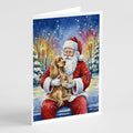 Cocker Spaniel with Santa Claus Greeting Cards Pack of 8 Blank Cards with Envelopes Whimsical A7 Size 5x7