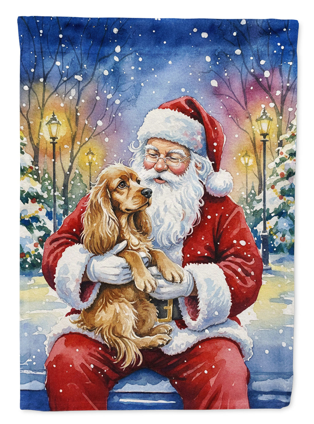Cocker Spaniel with Santa Claus Garden Flag Mailbox Decorative Yard Banner Outside Patio Artwork for Flower Beds, Garden Size, Multicolor
