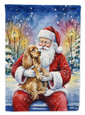 Cocker Spaniel with Santa Claus Garden Flag Mailbox Decorative Yard Banner Outside Patio Artwork for Flower Beds, Garden Size, Multicolor