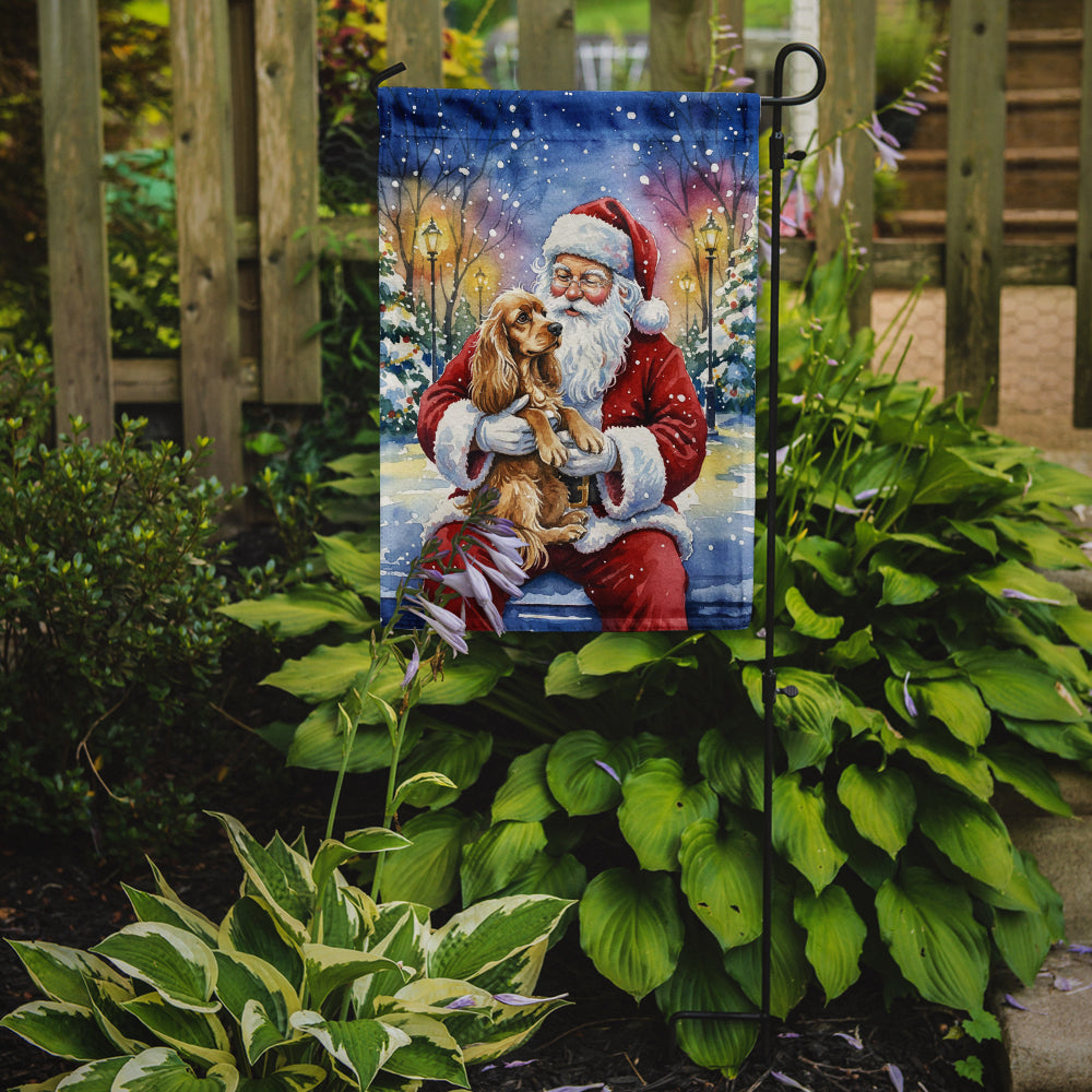Cocker Spaniel with Santa Claus Garden Flag Mailbox Decorative Yard Banner Outside Patio Artwork for Flower Beds, Garden Size, Multicolor