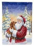 Dachshund with Santa Claus House Flag 28x40 Porch Sleeve Pole Decorative Outside Yard Banner Artwork Wall Hanging, Polyester
