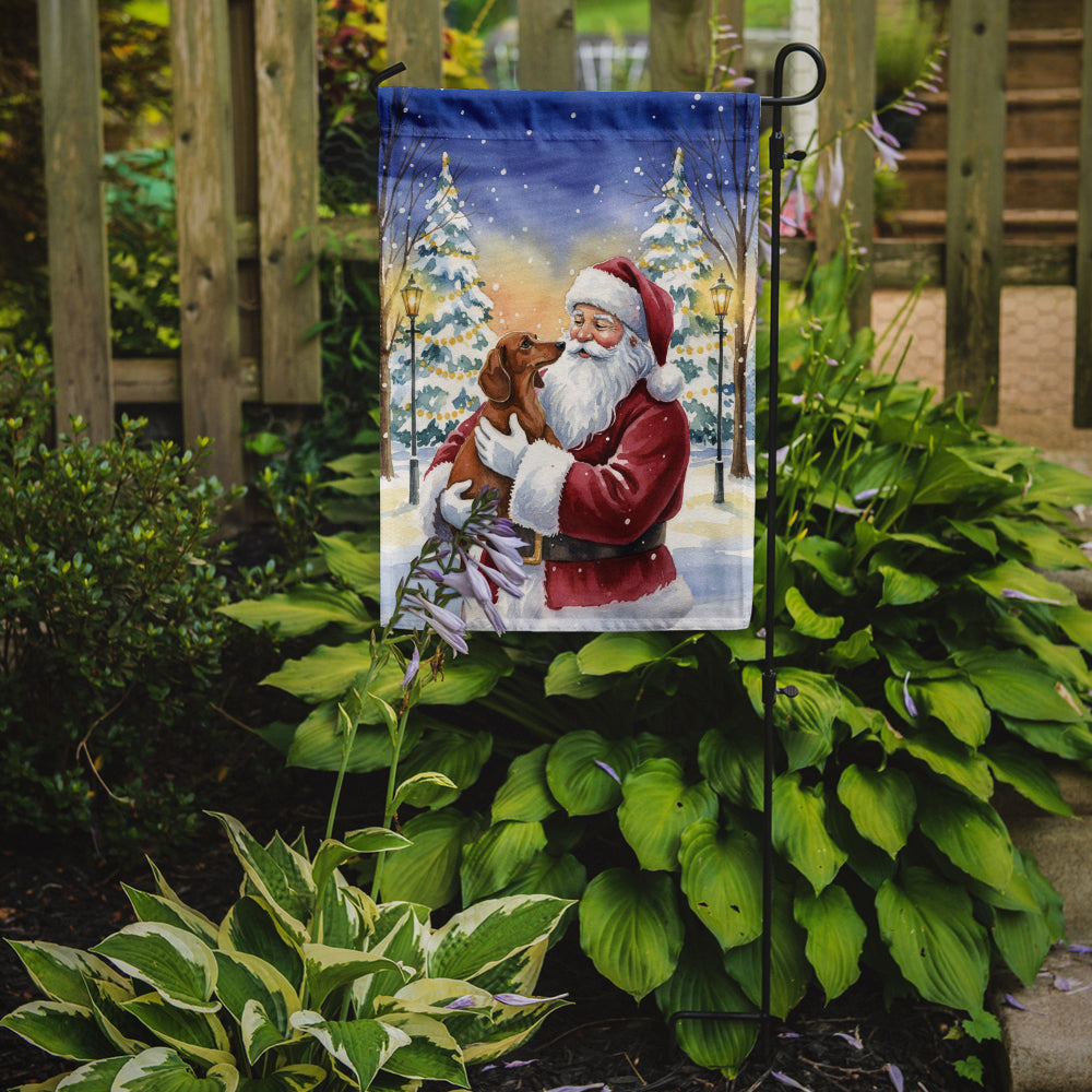 Dachshund with Santa Claus Garden Flag Mailbox Decorative Yard Banner Outside Patio Artwork for Flower Beds, Garden Size, Multicolor