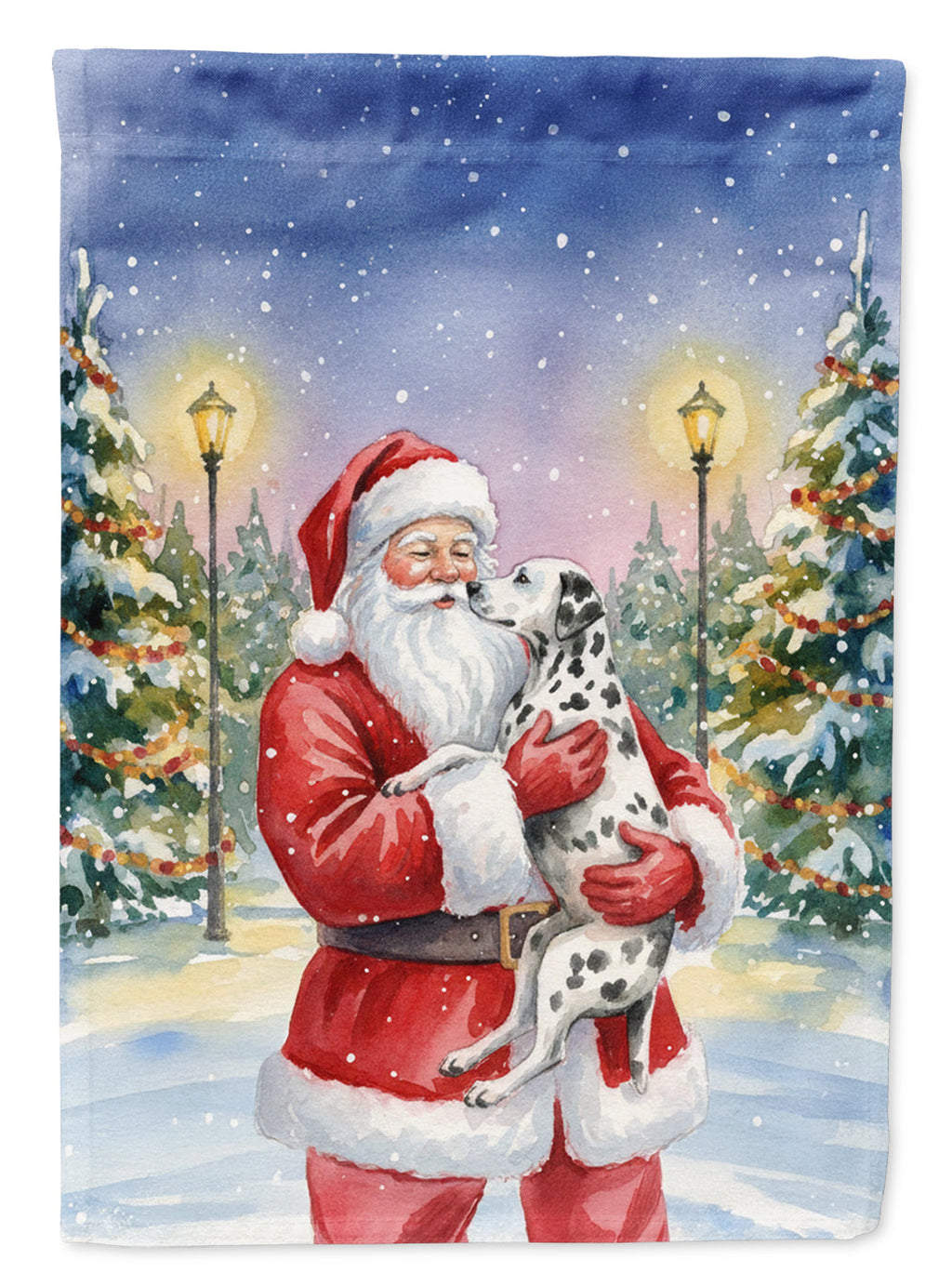 Dalmatian with Santa Claus House Flag 28x40 Porch Sleeve Pole Decorative Outside Yard Banner Artwork Wall Hanging, Polyester