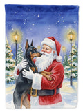 Doberman Pinscher with Santa Claus Garden Flag Mailbox Decorative Yard Banner Outside Patio Artwork for Flower Beds, Garden Size, Multicolor