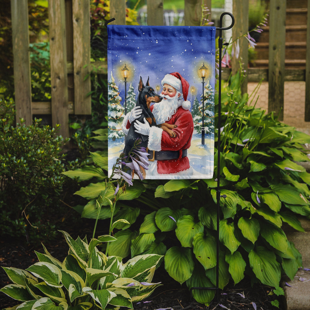 Doberman Pinscher with Santa Claus Garden Flag Mailbox Decorative Yard Banner Outside Patio Artwork for Flower Beds, Garden Size, Multicolor