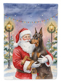 Fawn Doberman Pinscher with Santa Claus Garden Flag Mailbox Decorative Yard Banner Outside Patio Artwork for Flower Beds, Garden Size, Multicolor