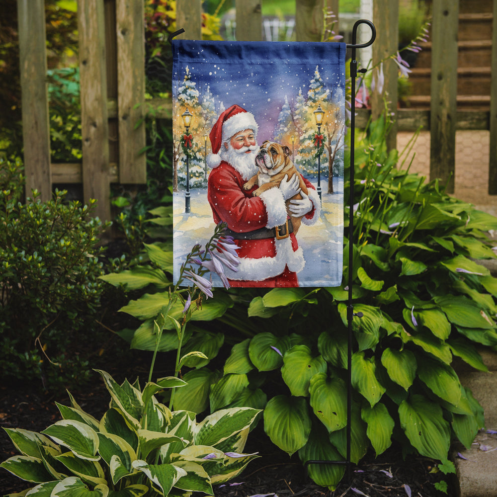 English Bulldog with Santa Claus Garden Flag Mailbox Decorative Yard Banner Outside Patio Artwork for Flower Beds, Garden Size, Multicolor