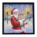 English Bulldog with Santa Claus Framed Metal Print Bathroom, Kitchen, Office, Home Decor Wall Art Ready to Hang, Square, 8X8