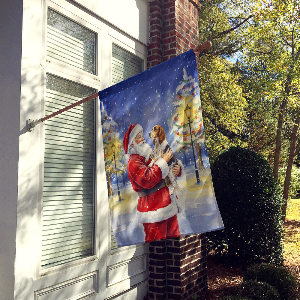 English Setter with Santa Claus House Flag 28x40 Porch Sleeve Pole Decorative Outside Yard Banner Artwork Wall Hanging, Polyester