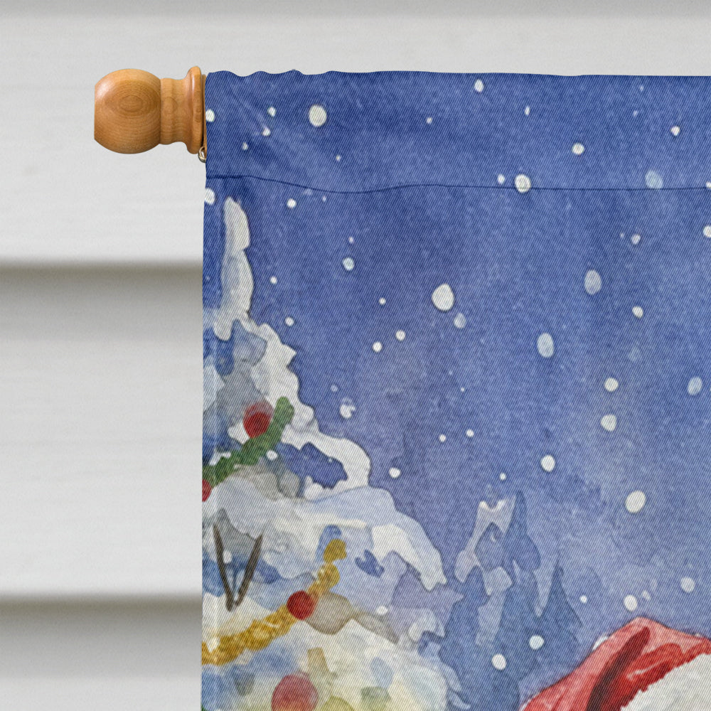 English Setter with Santa Claus House Flag 28x40 Porch Sleeve Pole Decorative Outside Yard Banner Artwork Wall Hanging, Polyester