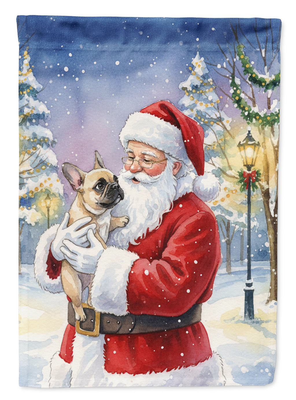 French Bulldog with Santa Claus Garden Flag Mailbox Decorative Yard Banner Outside Patio Artwork for Flower Beds, Garden Size, Multicolor