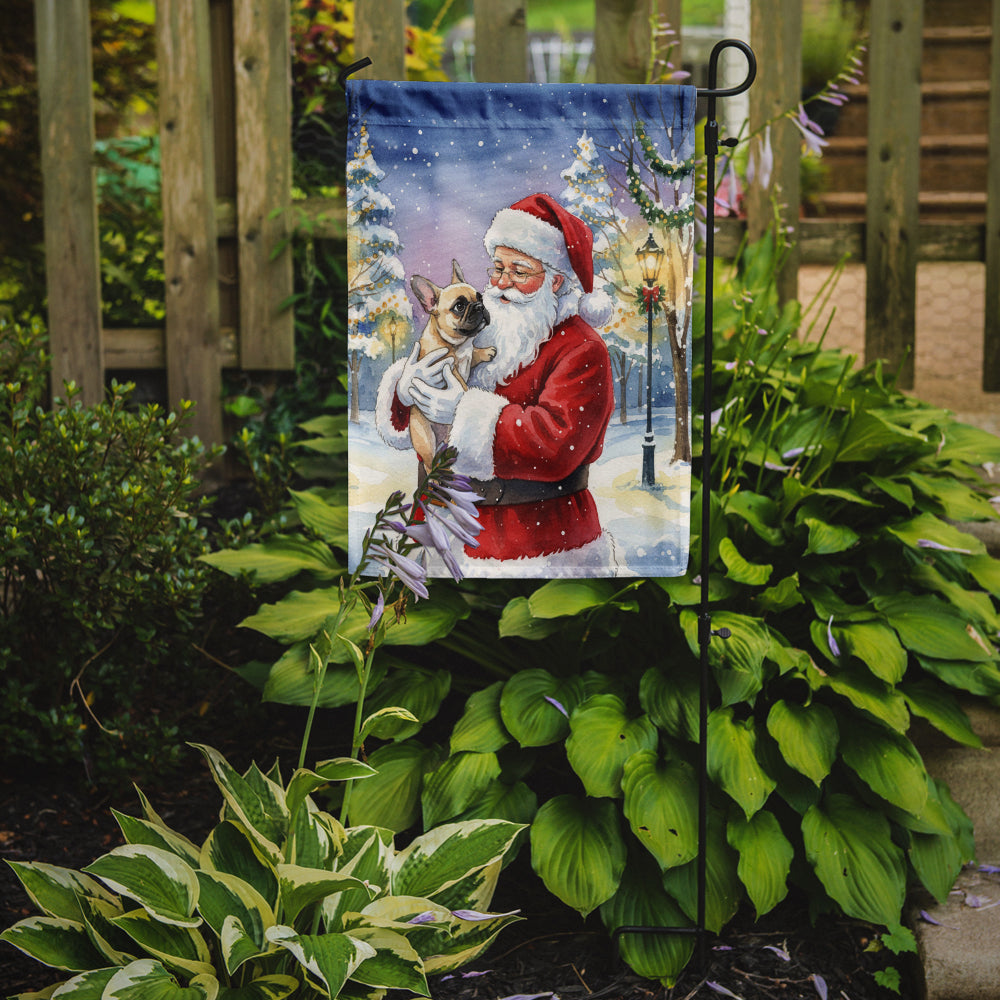French Bulldog with Santa Claus Garden Flag Mailbox Decorative Yard Banner Outside Patio Artwork for Flower Beds, Garden Size, Multicolor