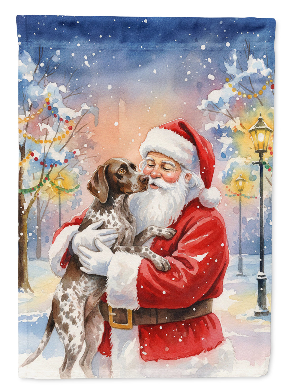 German Shorthaired Pointer with Santa Claus Garden Flag Mailbox Decorative Yard Banner Outside Patio Artwork for Flower Beds, Garden Size, Multicolor