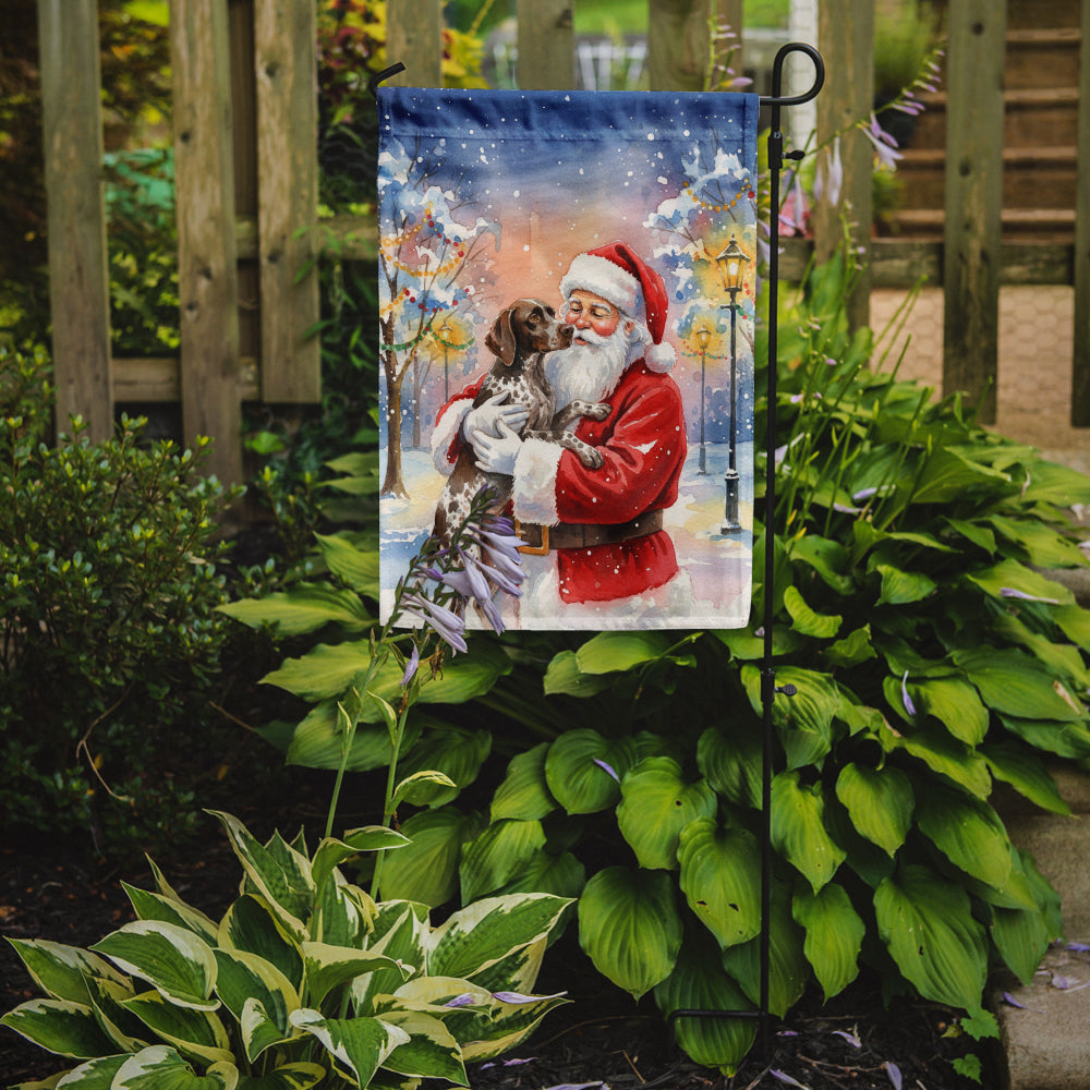 German Shorthaired Pointer with Santa Claus Garden Flag Mailbox Decorative Yard Banner Outside Patio Artwork for Flower Beds, Garden Size, Multicolor