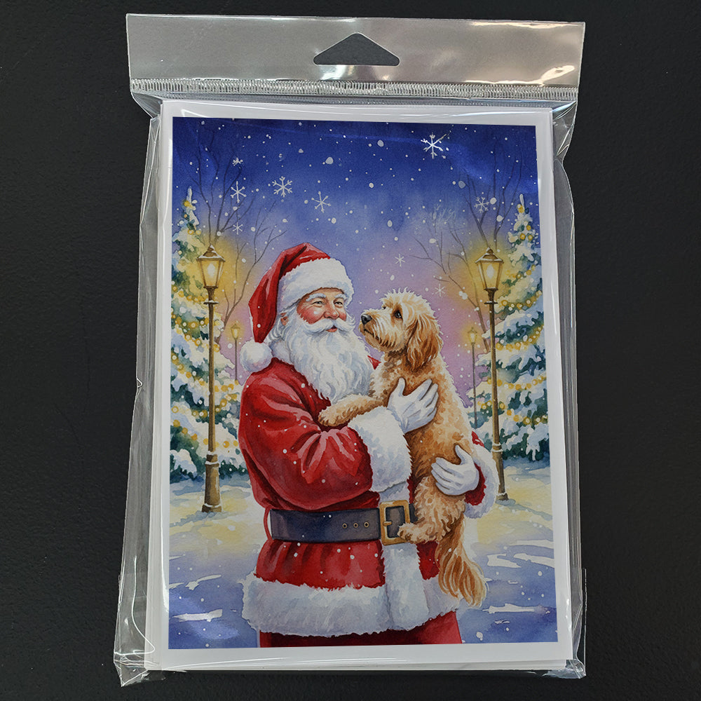 Goldendoodle with Santa Claus Greeting Cards Pack of 8 Blank Cards with Envelopes Whimsical A7 Size 5x7