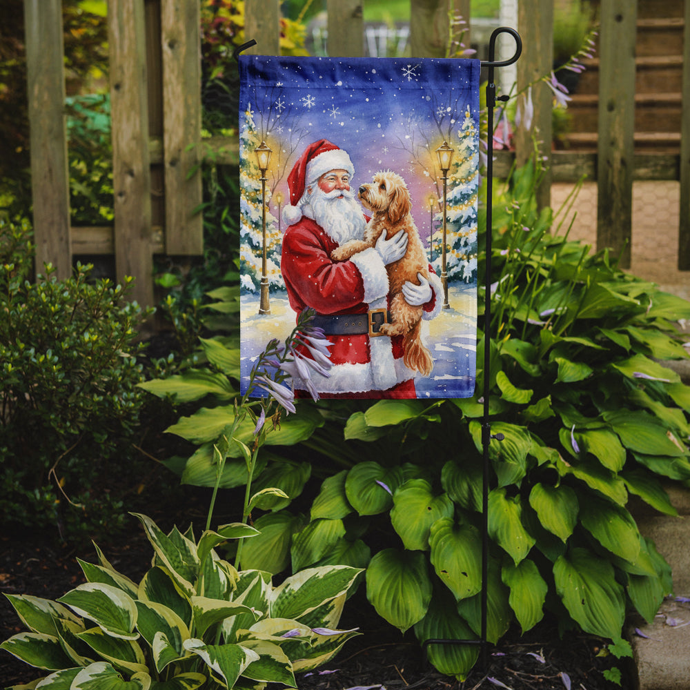 Goldendoodle with Santa Claus Garden Flag Mailbox Decorative Yard Banner Outside Patio Artwork for Flower Beds, Garden Size, Multicolor