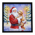 Goldendoodle with Santa Claus Framed Metal Print Bathroom, Kitchen, Office, Home Decor Wall Art Ready to Hang, Square, 8X8