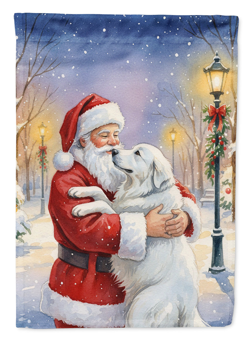 Great Pyrenees with Santa Claus Garden Flag Mailbox Decorative Yard Banner Outside Patio Artwork for Flower Beds, Garden Size, Multicolor