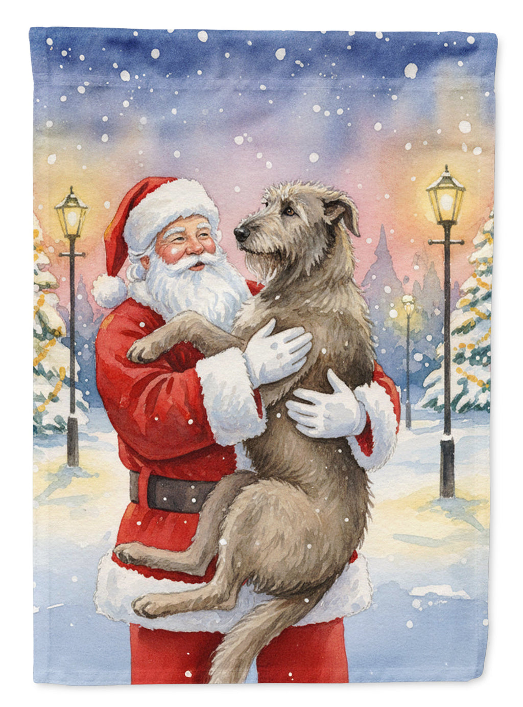 Irish Wolfhound with Santa Claus Garden Flag Mailbox Decorative Yard Banner Outside Patio Artwork for Flower Beds, Garden Size, Multicolor
