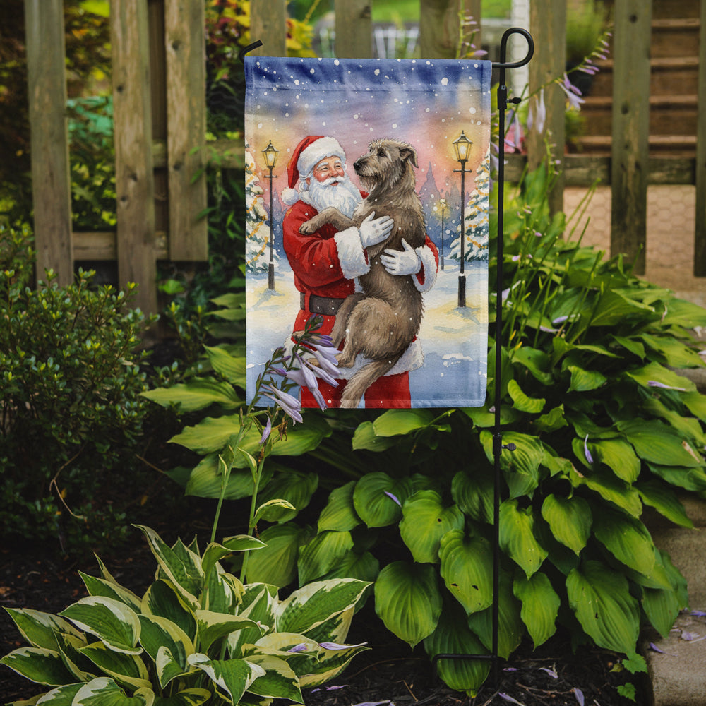 Irish Wolfhound with Santa Claus Garden Flag Mailbox Decorative Yard Banner Outside Patio Artwork for Flower Beds, Garden Size, Multicolor