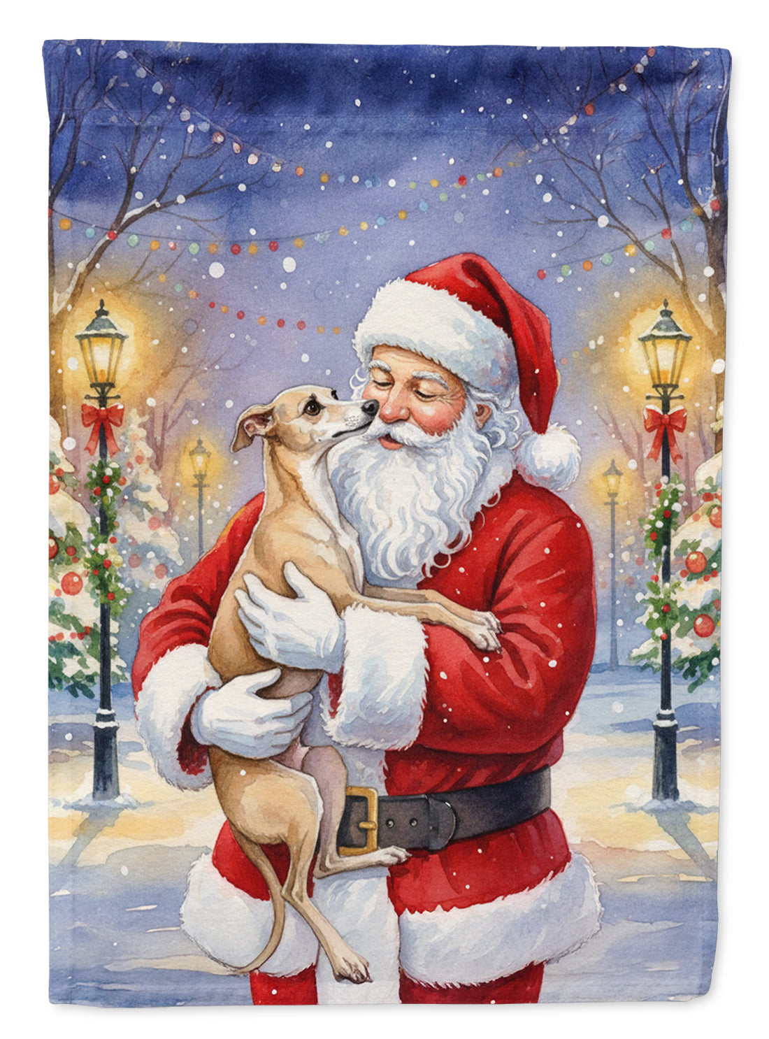 Italian Greyhound with Santa Claus Garden Flag Mailbox Decorative Yard Banner Outside Patio Artwork for Flower Beds, Garden Size, Multicolor