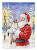 Jack Russell Terrier with Santa Claus House Flag 28x40 Porch Sleeve Pole Decorative Outside Yard Banner Artwork Wall Hanging, Polyester