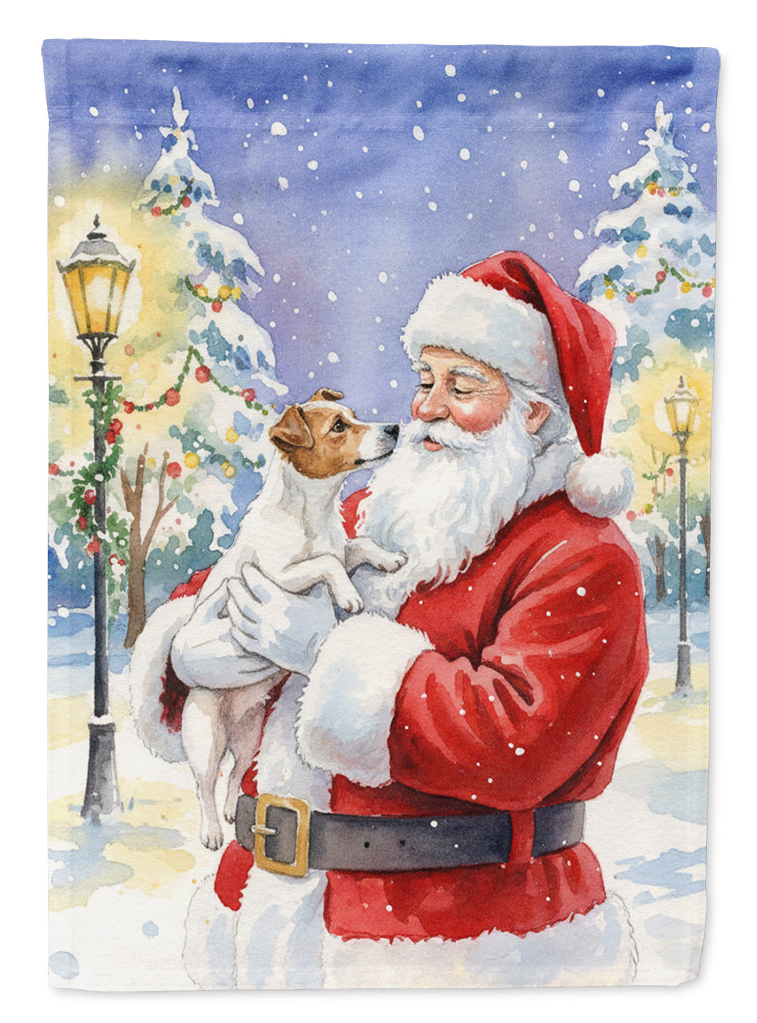 Jack Russell Terrier with Santa Claus Garden Flag Mailbox Decorative Yard Banner Outside Patio Artwork for Flower Beds, Garden Size, Multicolor