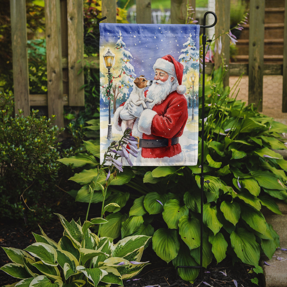 Jack Russell Terrier with Santa Claus Garden Flag Mailbox Decorative Yard Banner Outside Patio Artwork for Flower Beds, Garden Size, Multicolor