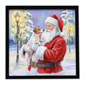 Jack Russell Terrier with Santa Claus Framed Metal Print Bathroom, Kitchen, Office, Home Decor Wall Art Ready to Hang, Square, 8X8