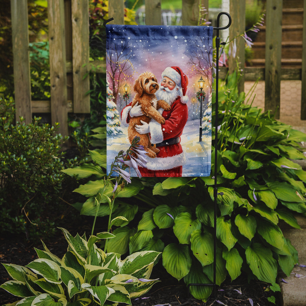 Labradoodle with Santa Claus Garden Flag Mailbox Decorative Yard Banner Outside Patio Artwork for Flower Beds, Garden Size, Multicolor