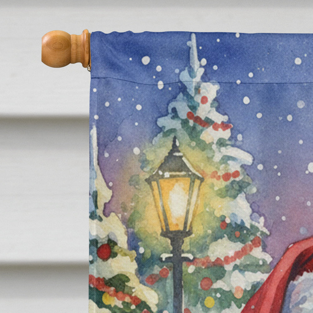 Black Labrador Retriever with Santa Claus House Flag 28x40 Porch Sleeve Pole Decorative Outside Yard Banner Artwork Wall Hanging, Polyester